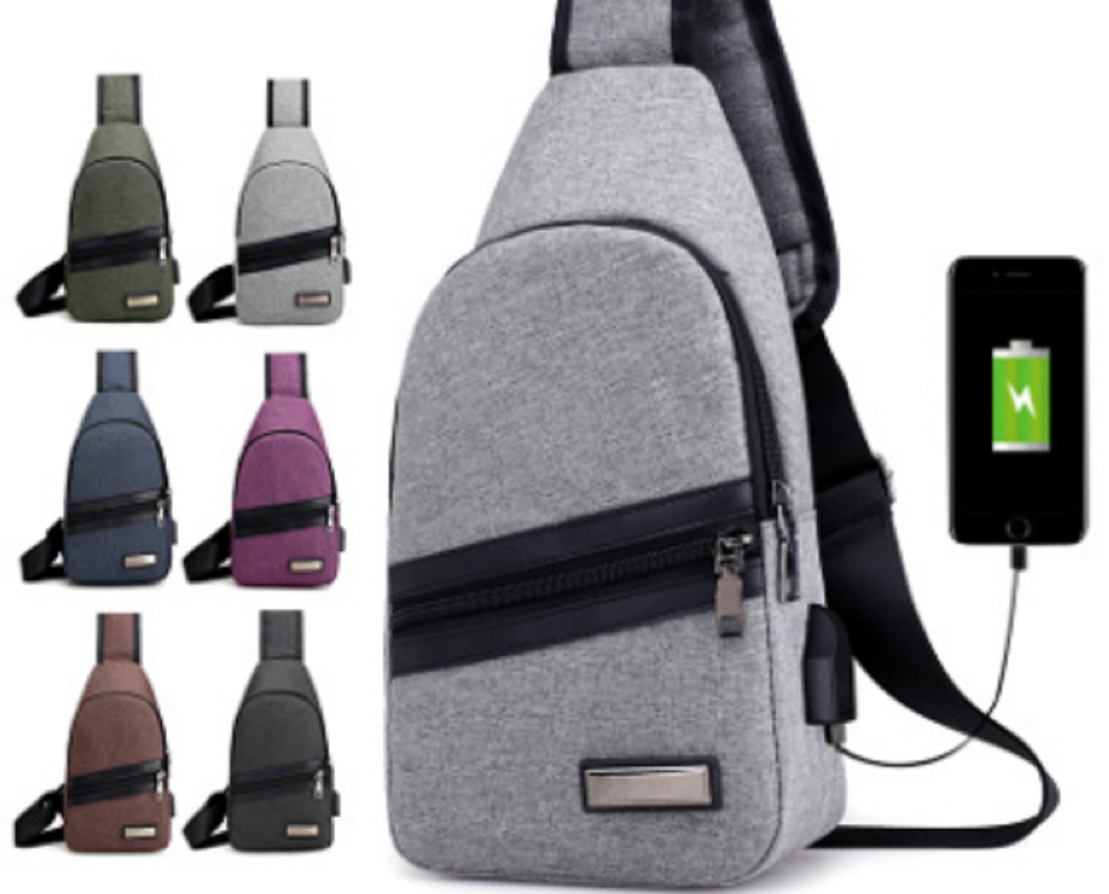 Τσάντα μέσης πολλαπλών λειτουργιών, ανδρική τσάντα μέσης από νάιλον, με θύρα USB