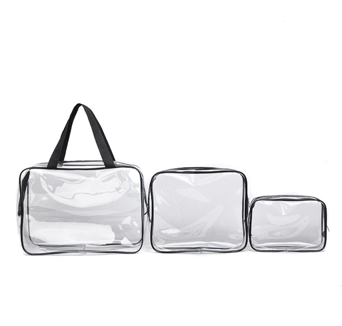 ქარხნული პირდაპირი ფასის ჩანთა მრავალფუნქციური PVC სამი კომპლექტი კოსმეტიკური ჩანთა