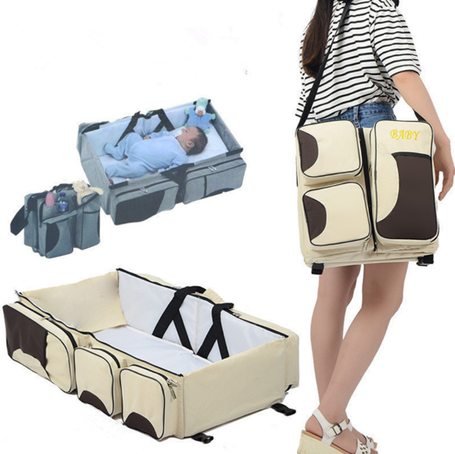Beg lampin tidur bayi boleh dilipat kalis air Kualiti Premium 3 dalam 1 Beg Lampin Bakul Perjalanan