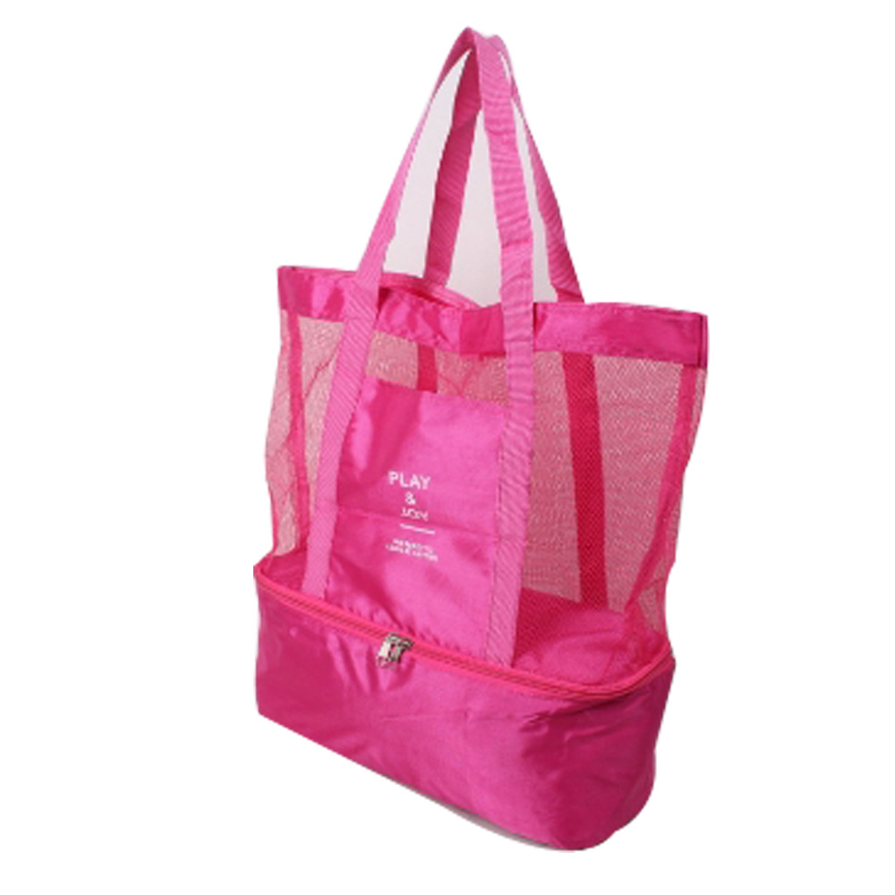બીચ બેગ ડબલ-ડેક ક્રોસ બોર્ડર આઉટડોર કૂલર બેગ મલ્ટીફંક્શન બલ્ક સુવિધાજનક લંચ બેગ સ્ક્રીન કાપડ સાથે