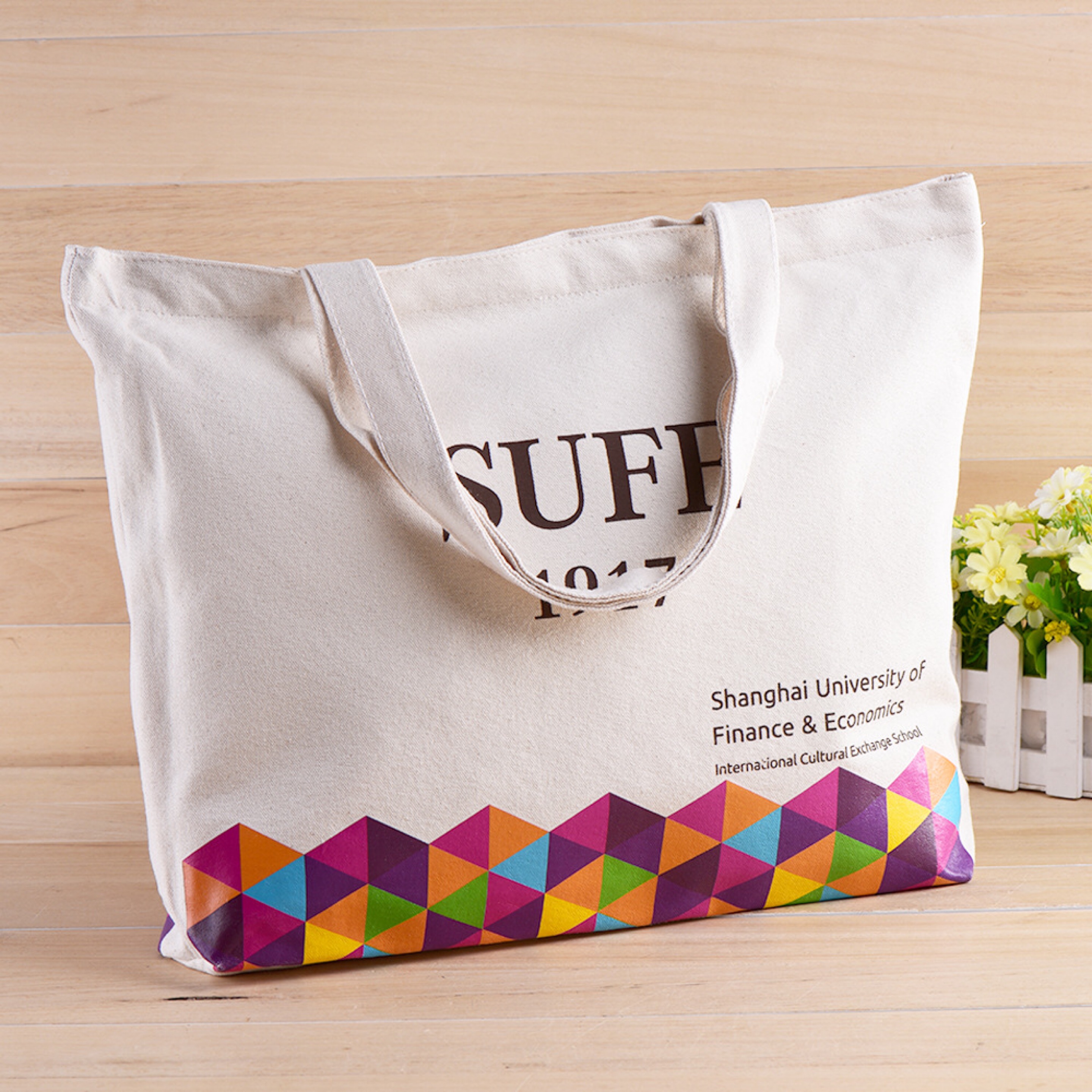 Ċina fabbrika tal-qoton kollu stil Korean bl-ingrossa ambjentali disinn kreattiv logo shopping bag