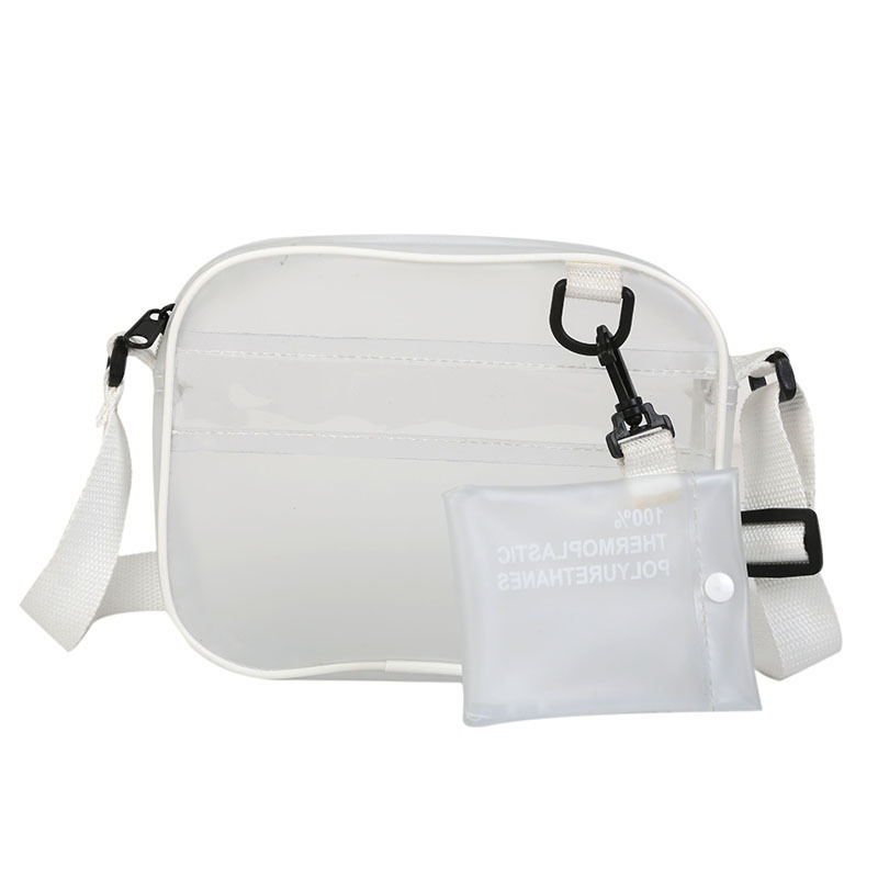 fabriek groothandel langwerpige eenvoudige transparante goedkope Ex Works tas student jelly messenger set tas;