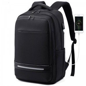 Baga coimpiutair Custom Plain Backpack USB dìon-uisge a’ siubhal baga laptop antitheft