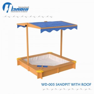 Areeiro con teito Pozo de area de bricolaxe con teito Xoguete de madeira ao aire libre Area de area con paraugas caixa de area que evita os UV