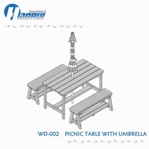 Stół piknikowy dla dzieci z ławką i parasolem