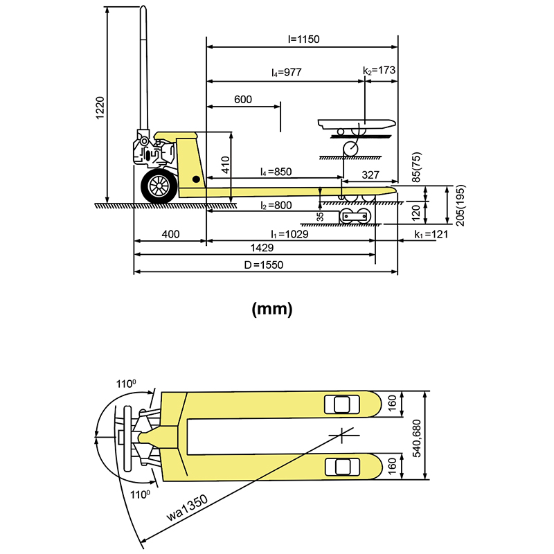 Transpaleta manual BASIC longitud de horquilla 1150 mm