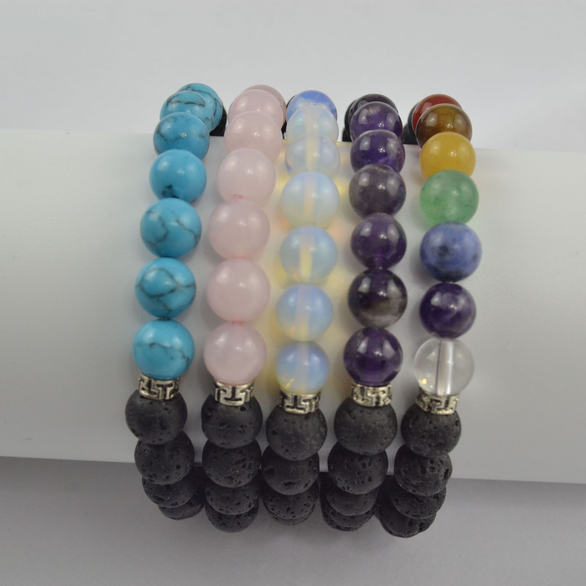 2020 wholesale price Semi- Gem Stone Chakra Stone - lava bead bracelet lava stone bracelet lava beads with semi-gem stone beads bracelet – Harmony
