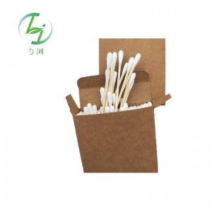 Disposable Cotton Swab , Biodegardable Eco-friendly with bamboo stick