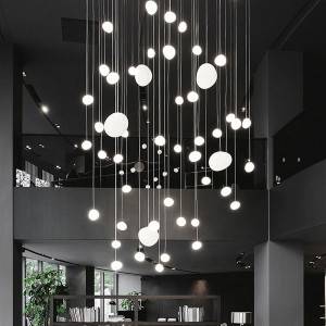 Hotel-Lobby-Projekt-Pendelleuchte-Blasen-Glastropfen, der kreativen LED-Kronleuchter beleuchtet