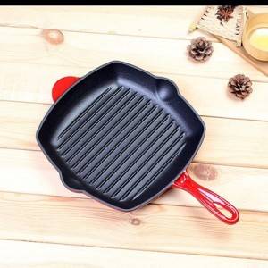 ໝໍ້ກະທະ Griddle ທີ່ບໍ່ຕິດສຳລັບ Iron Enamel Steak Pan Household Striped Frying Pan Fried Steak Special Pot Multifunctional Baking Pan 27cm Square