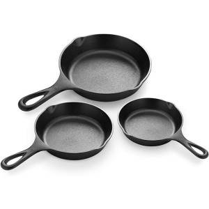 Pre-Seasoned Pan Cookware Set 10″ 8″ 6″ Pans Great for Frying Saute Cooking Pizza