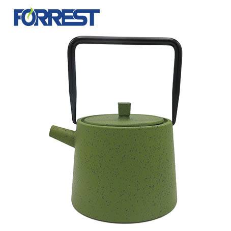 Green Mettle Tea Kettle Stovetop Safe Cast Iron Teapot nrog Stainless Hlau Infuser