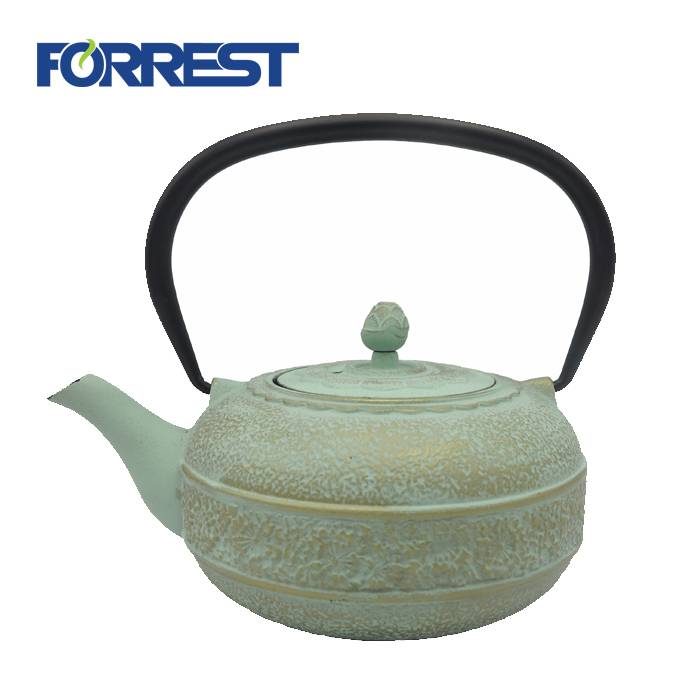 Enamel ກາ​ເຟ​ເຫຼັກ​ກ້າ​ວັດ​ຖຸ​ບູ​ຮານ teapot ສີ​ຂຽວ cast iron teapot​