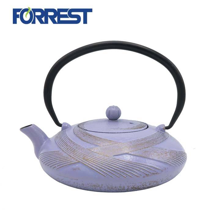 jefa baƙin ƙarfe enamel mai rufi kettle tare da infuser purple jefa baƙin ƙarfe teapot enamel sa
