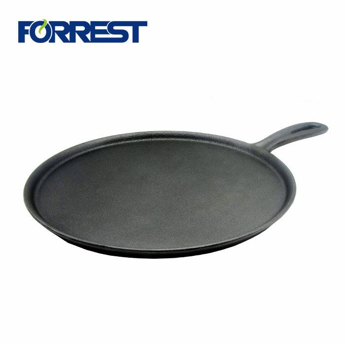 Cast iron Bakeawre Round Pre-Seasoned Frying Pan pancake pan tortilla e nang le spreader