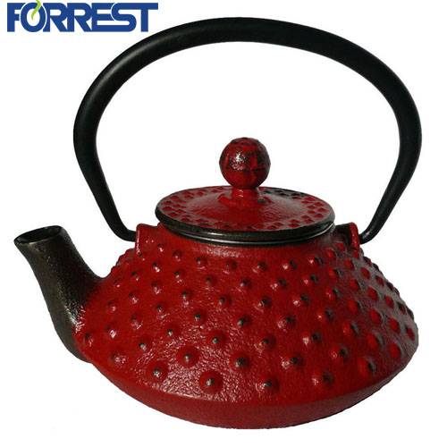 Colored cast iron tetsubin teapot blue hobnail
