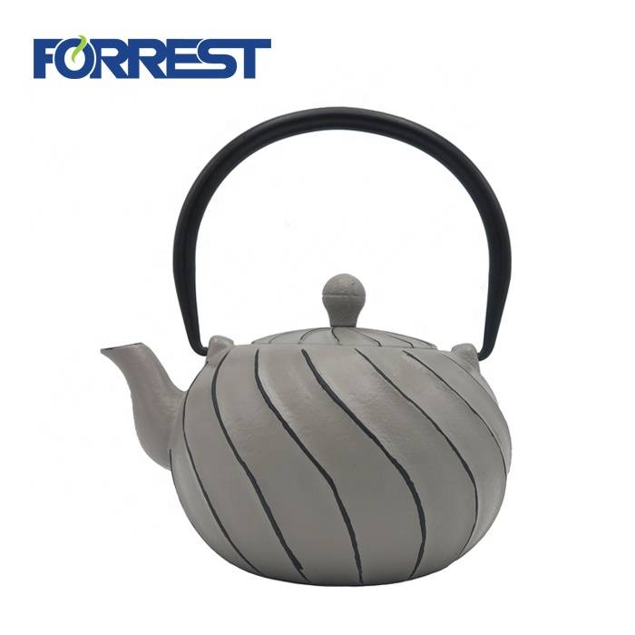 Weave pattern cast iron enamel teapot