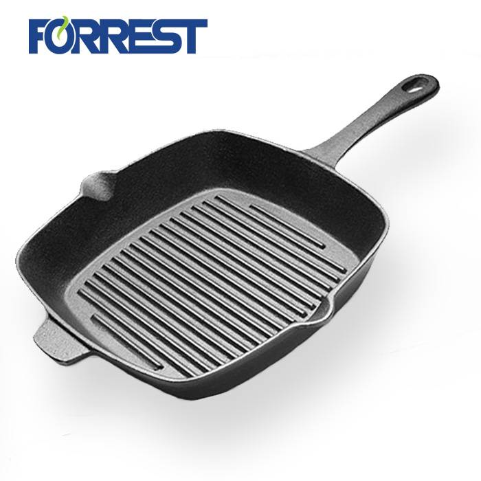 Square Goss Skillet Dish Long Handle Grill / Griddle Pans Fir Cookware