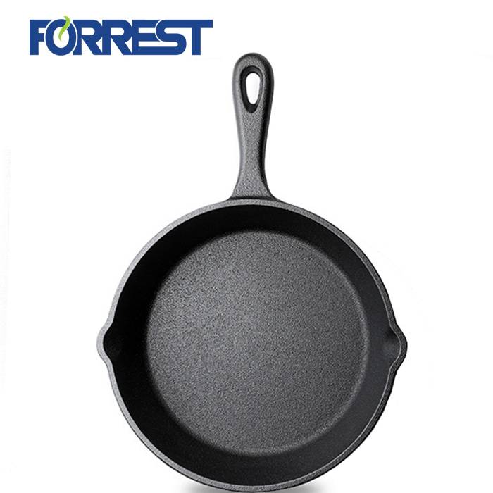 ការលក់ក្តៅ ខ្ទះដែក Skiillet Dish Cookware Frying Pan ជាមួយនឹងមូលដ្ឋានឈើ