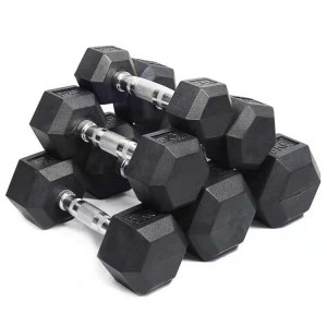 China Wholesale Bar And Dumbbell Set Manufacturers Suppliers - Hexagonal rubber dumbbell  – Paitu
