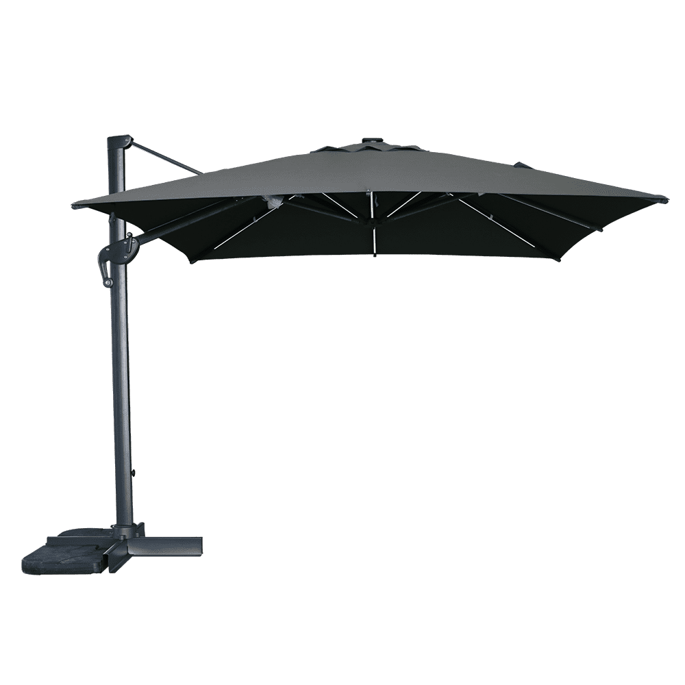 Paraplyparasoll i aluminium 3x3m med LED på ribber
