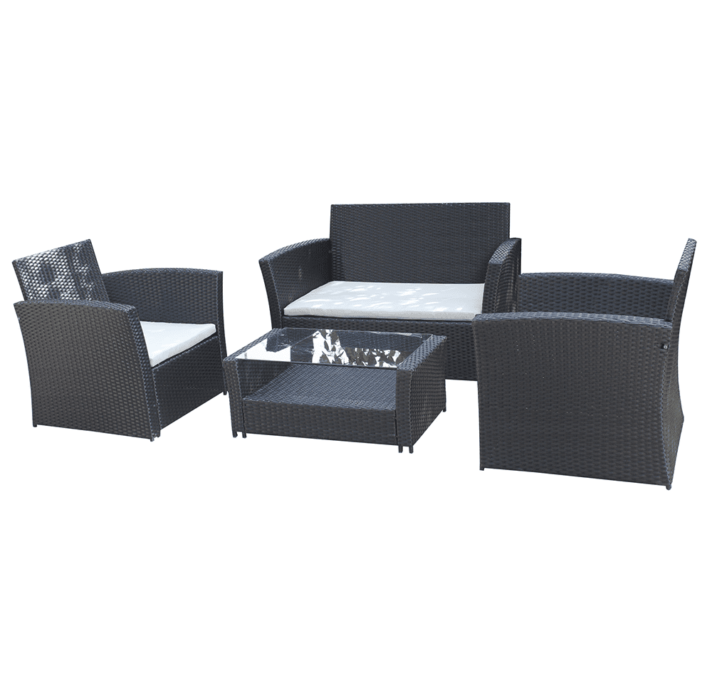 Muebles de jardín al aire libre de acero KD ratán/juego de sofás de mimbre