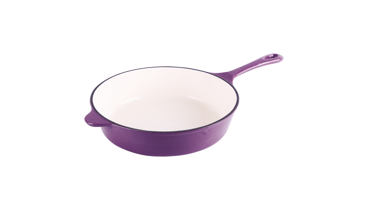 cast iron purple enameled fry pans