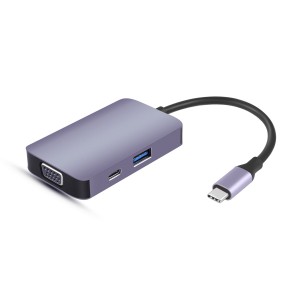 5 IN 1 USB-C Adapter with HDMII,100 W PD,VGA,USB3.0,3.5mm Jack