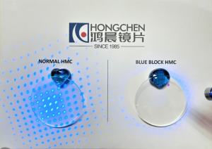 Lente de alta potencia graduada HMC con bloque azul de alto índice 1,67