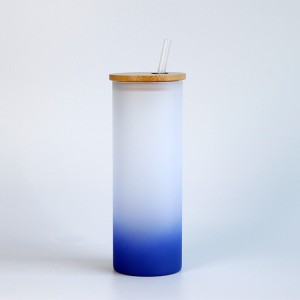 18oz Sublimation Glass tumbler mei bamboe deksel
