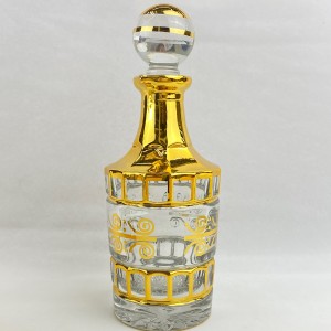 arabic 150ml 250ml 450ml handmade glass perfume bottle with gold decoration