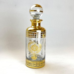Arabic Style 200ml Eco-friendly Handmade Lead Free Perfume Glass Bottle and Hand Drawing Gold Decoration of Perfume Bottles