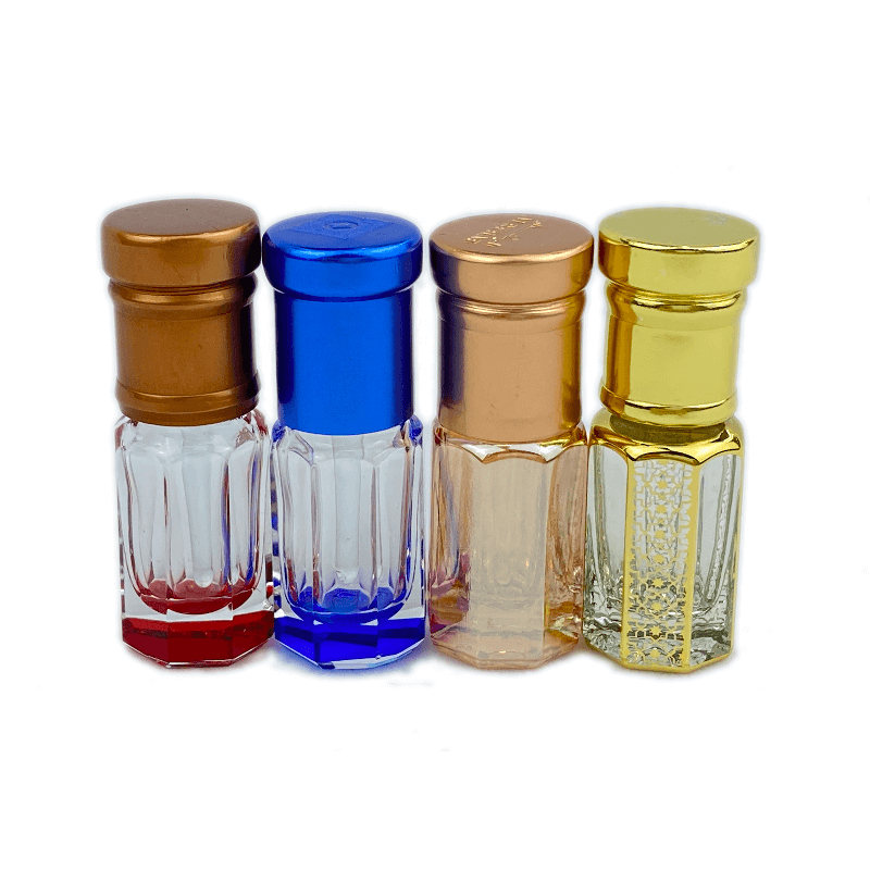 Wholesale 3ml 6ml 12ml Fancy Oud Attar Bottle Octagonal Glass Bottle For Arabic Oud Oil