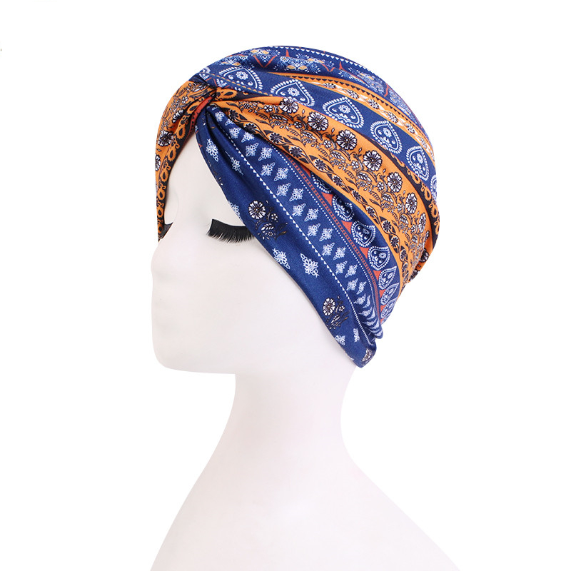 TJM-211 ຜ້າພັນຫົວບິດ turban ພິມ Bohemian