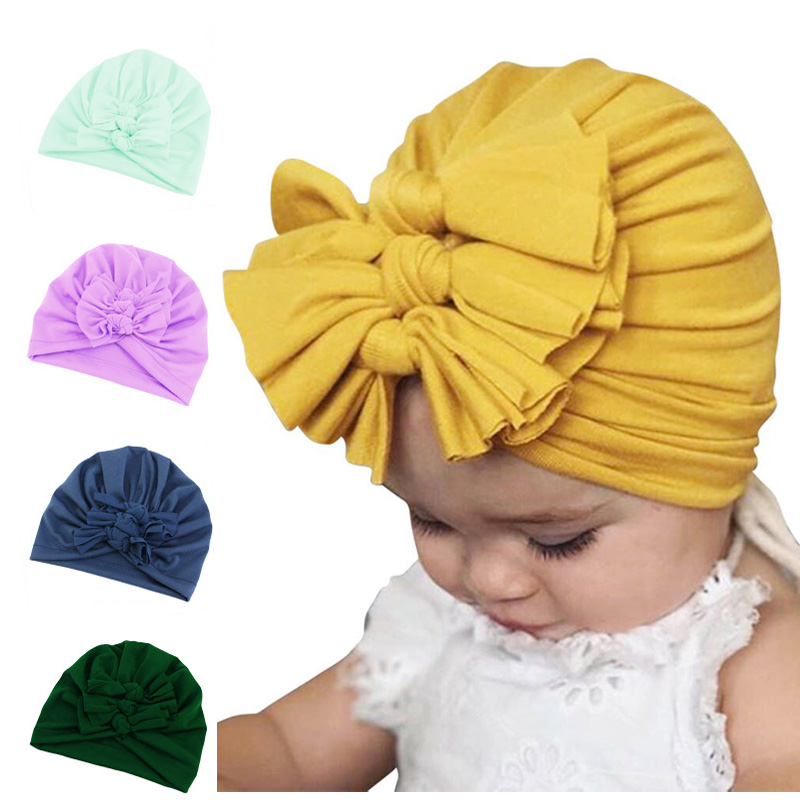 Baby bowknot turban Beanie headband fila awọn ọmọ wẹwẹ fila K-20