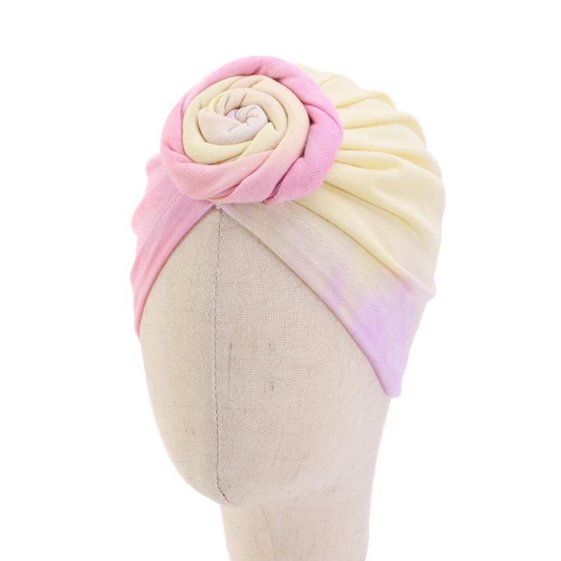 Kūdikių spalvinga turbano kepurė, apvyniojama vaikiška gėlių kepurė K-19