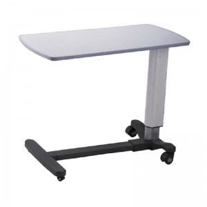 Height Adjustable by Gas Spring Hospital ABS or PP Over Bed Table on Wheels