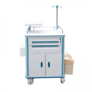 ABS or Stainless Steel or Colored Steel Medical Cart on Casters with A Full Range of Emergency Accessories