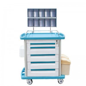 Multi-function Five Drawers Aluminum Columns with Anesthesia Stand & Storage Box ABS Anesthesia Trolley