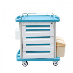One Drawer Plastic-steel Columns with Two Buckets ABS Transfusion Trolley