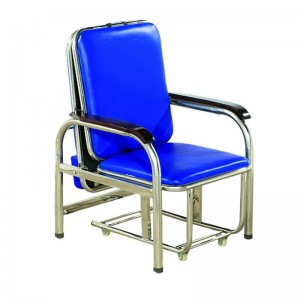 Mobile Folding Attendant Bed Cum Chair Stainless Steel with High Quality Sponge Covered PVC