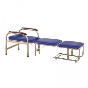 Mobile Folding Attendant Bed Cum Chair Stainless Steel with High Quality Sponge Covered PVC