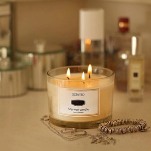 Cera de soia natural de tres mechas, soporte esmerilado branco, velas perfumadas con etiquetas privadas