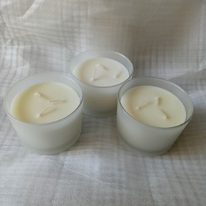 Cera de soia natural de tres mechas, soporte esmerilado branco, velas perfumadas con etiquetas privadas