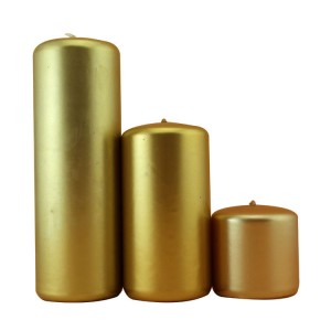 Clean Burning Metallic Painting Unscented Votive Pillar Candles for Decoration