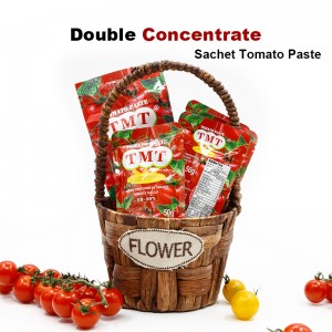 Divkārši koncentrēta tomātu pasta 28-30% konservēta vai paciņa tomātu pasta, kas iegūta no rūpnīcas