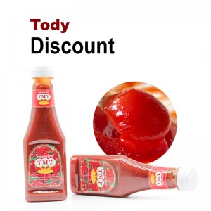 Pengeluaran kilang pes tomato yang baik dua pekat 340g picit pada sos tomato botol PET 5L sos