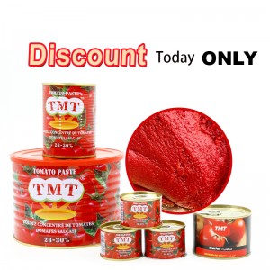 Bon prix de gros de pâte de tomate en conserve 28-30 % Brix dans différentes tailles avec exportation de marque OEM depuis la Chine