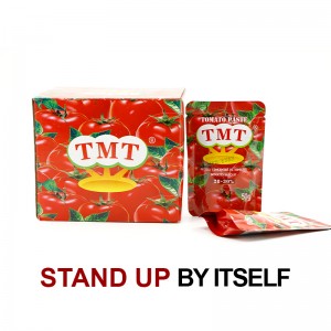 Çin Fabriki Ucuz Qiymət Xüsusi OEM Marka Sızdırmazlıq Çantası Çantası Pomidor Konsentratı Sachet Tomat Pastası 30g56g70g100g Afrikaya