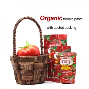 Көтерме баға қос концентрат Brix 28% OEM бренді жоғары сапалы пакеттік томат пастасы 50г ISO сертификаты бар
